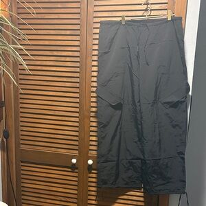 Black Lightweight Drawstring Cargo pants with ties